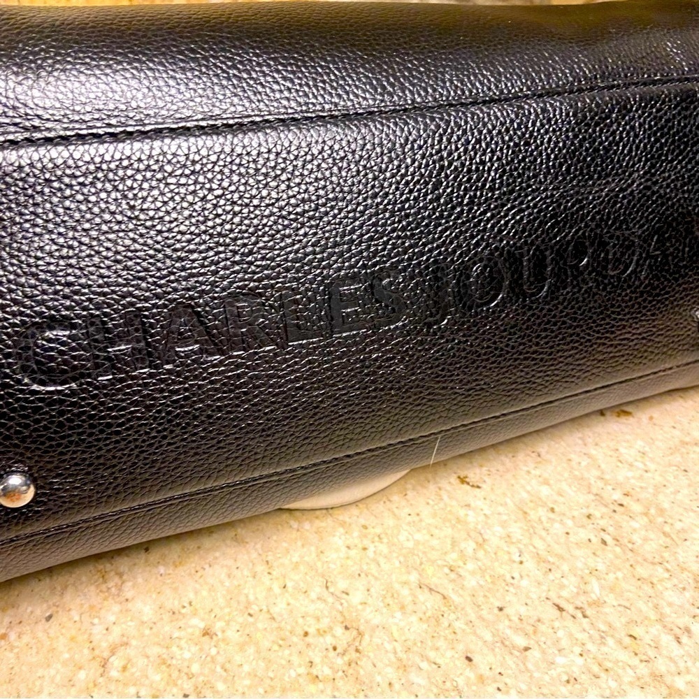 Charles Jourdan leather black and white satchel purse made in France - quality - Picture 13 of 16